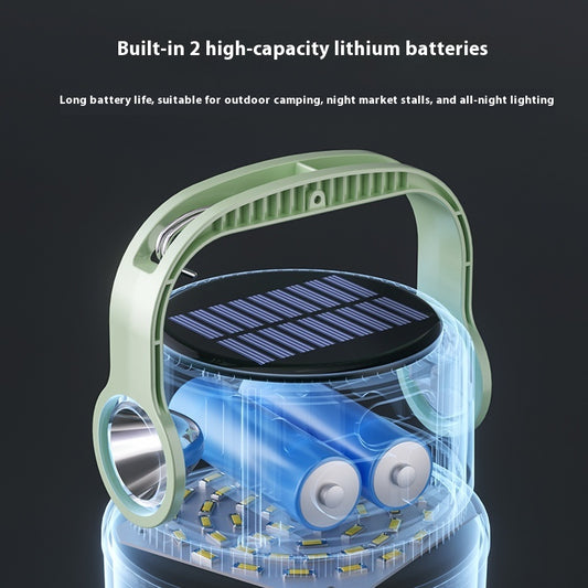 Solar rechargeable LED camping lantern