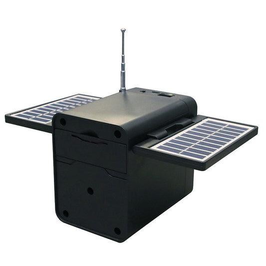 Portable solar-powered emergency FM radio