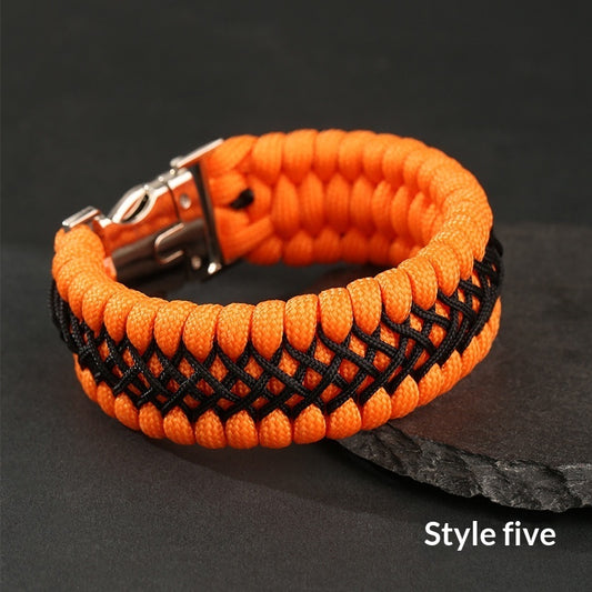 Hand-woven tactical paracord survival bracelet