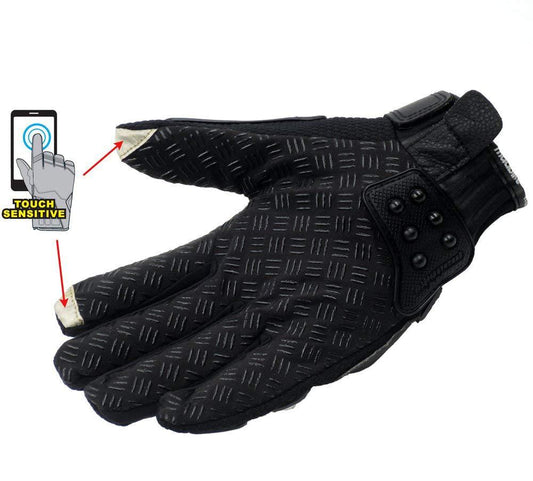 Motorcycle riding gloves with steel knuckle armor